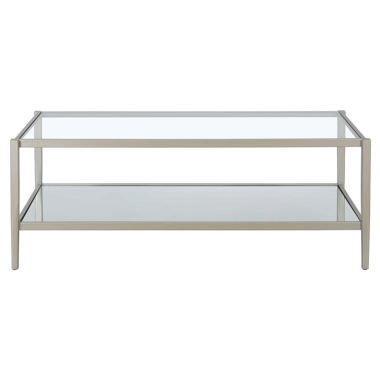 homeroots living room 45" Silver Glass Rectangular Coffee Table With Shelf - CP-HMEROOTS-521047 