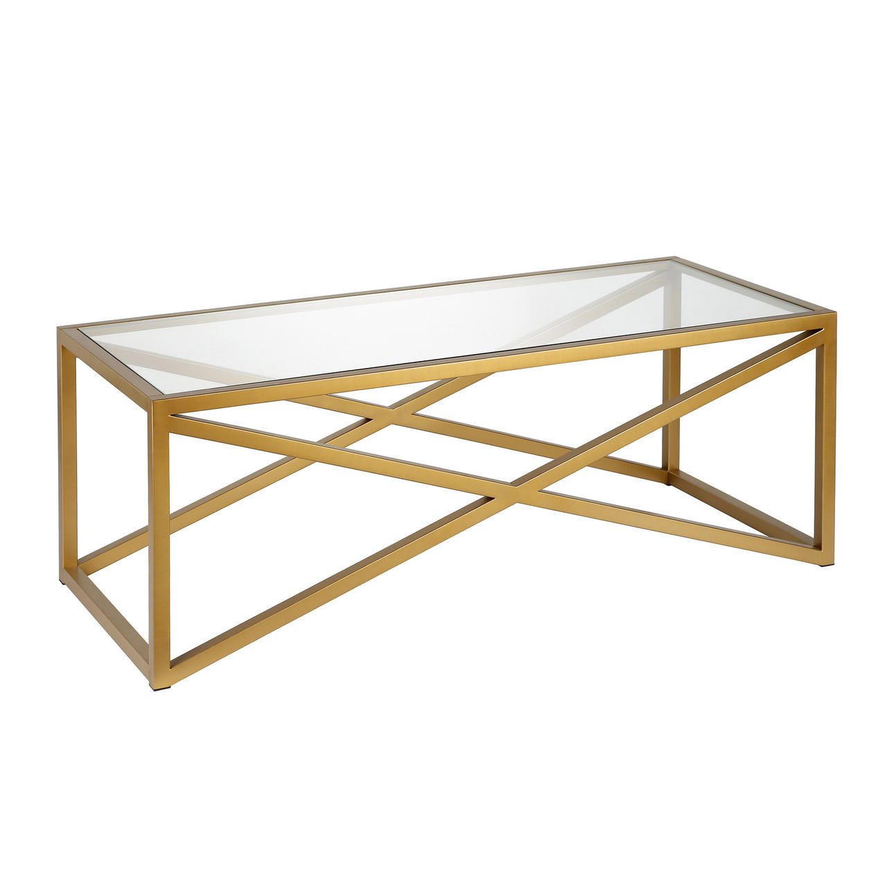 homeroots living room 46" Gold Glass Rectangular Coffee Table 