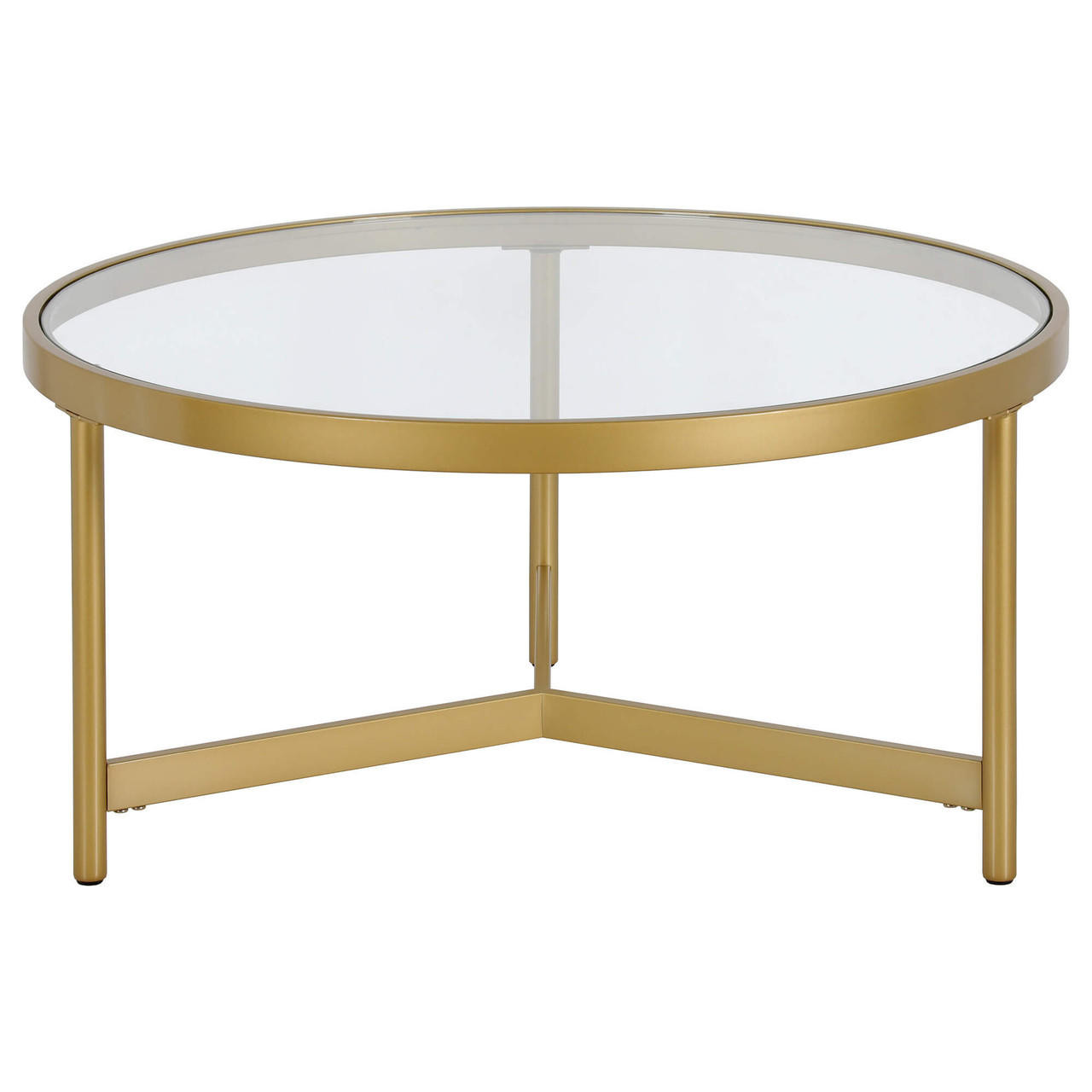 homeroots living room 32" Gold Glass Round Coffee Table - CP-HMEROOTS-521068 