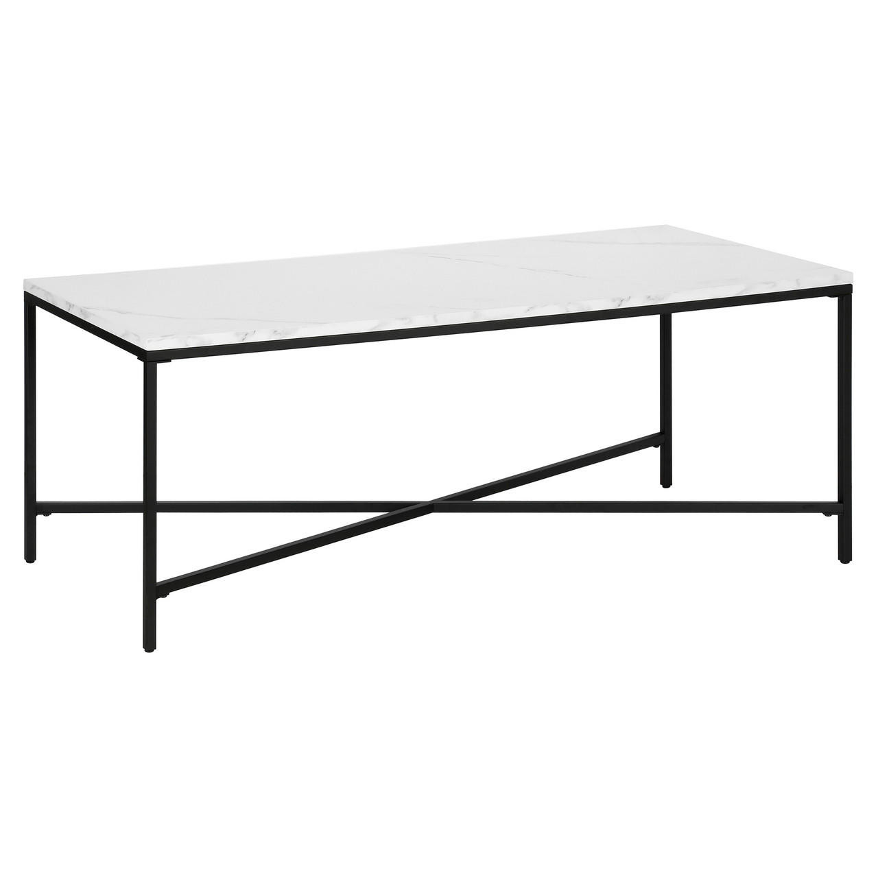 homeroots living room 48" Black And White Manufactured Wood Rectangular Coffee Table 