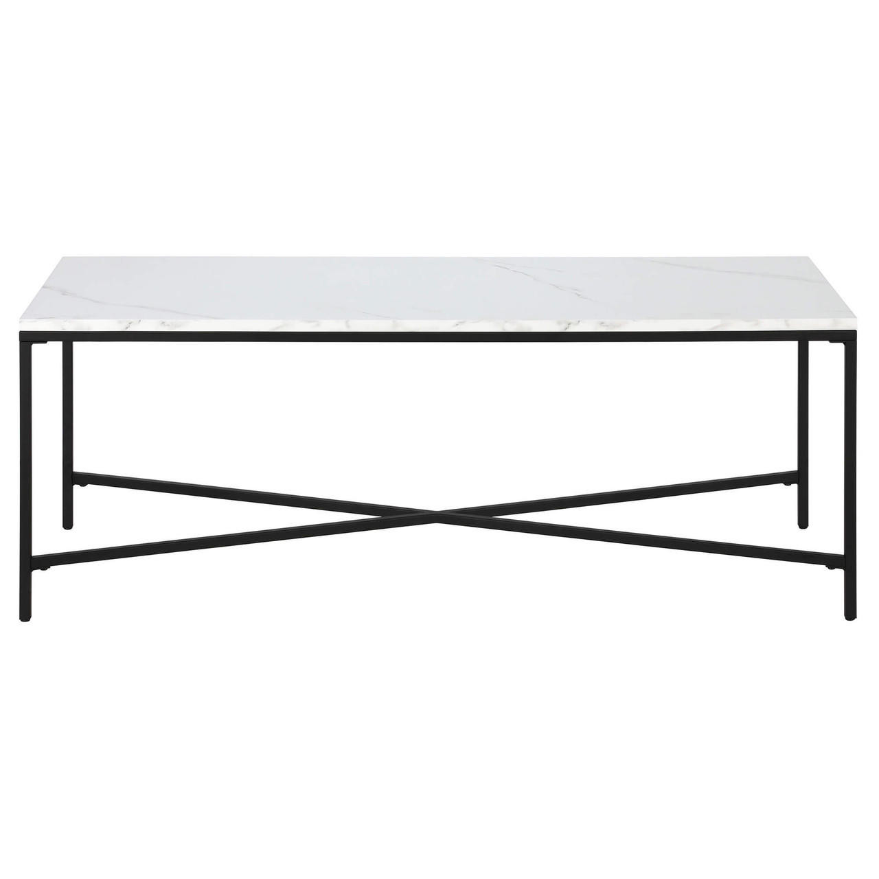 homeroots living room 48" Black And White Manufactured Wood Rectangular Coffee Table 