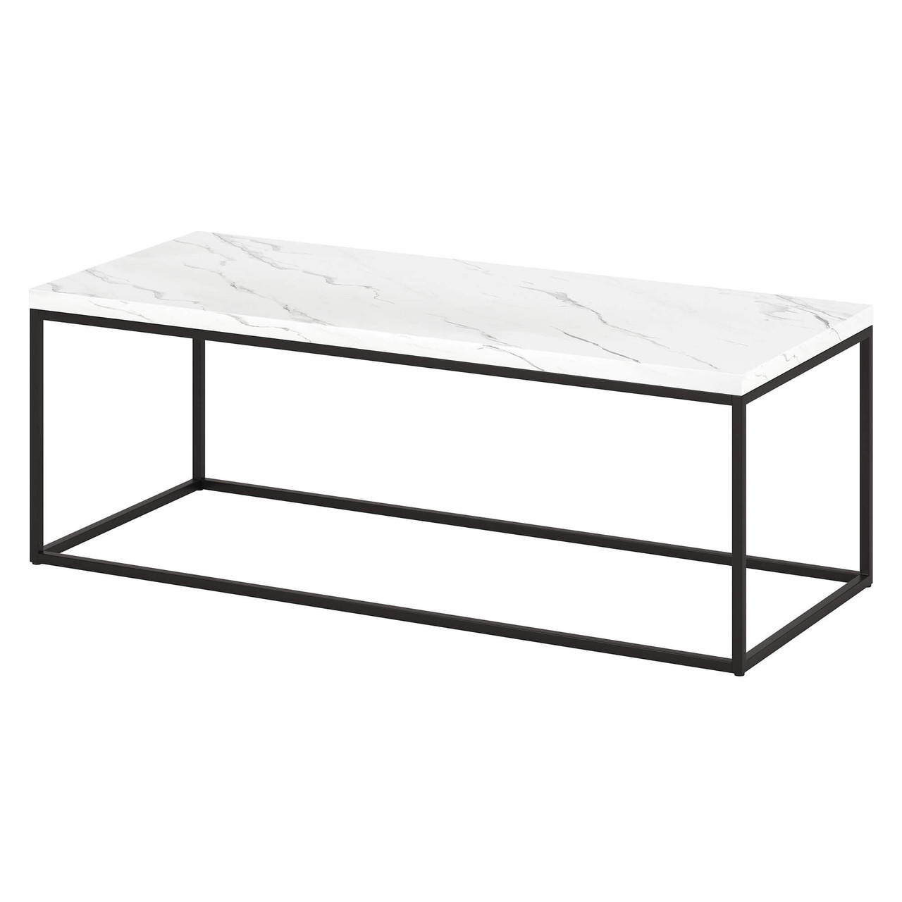 homeroots living room 48" Black And White Faux Marble Rectangular Coffee Table 