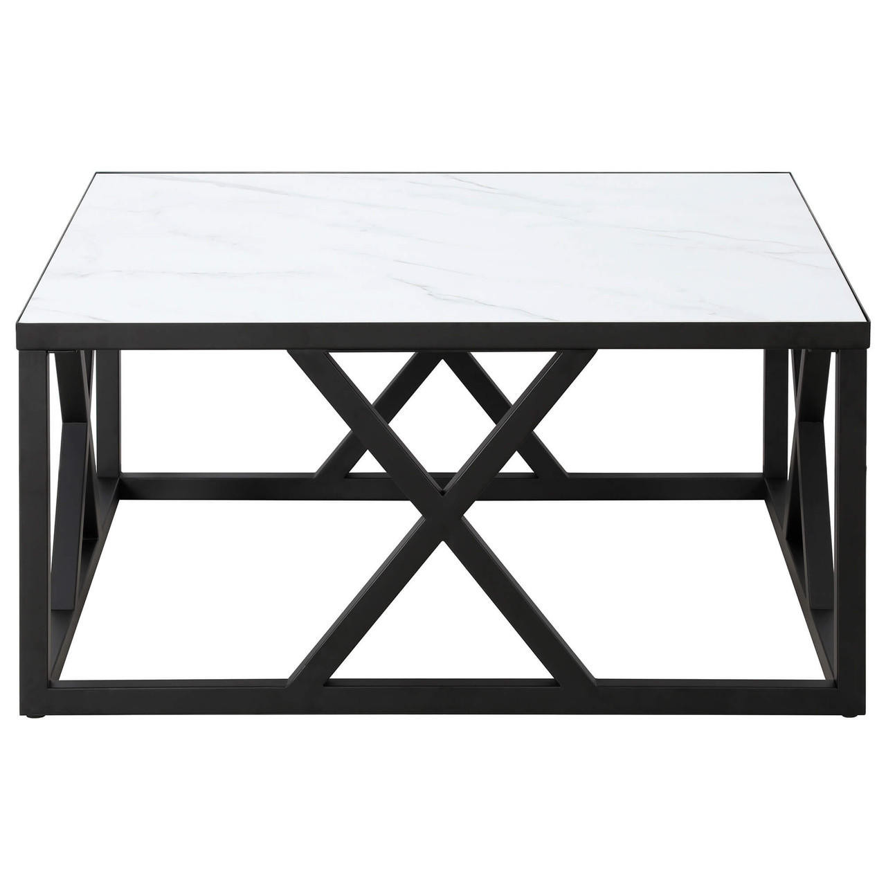 homeroots living room 35" Black And White Manufactured Wood Square Coffee Table 