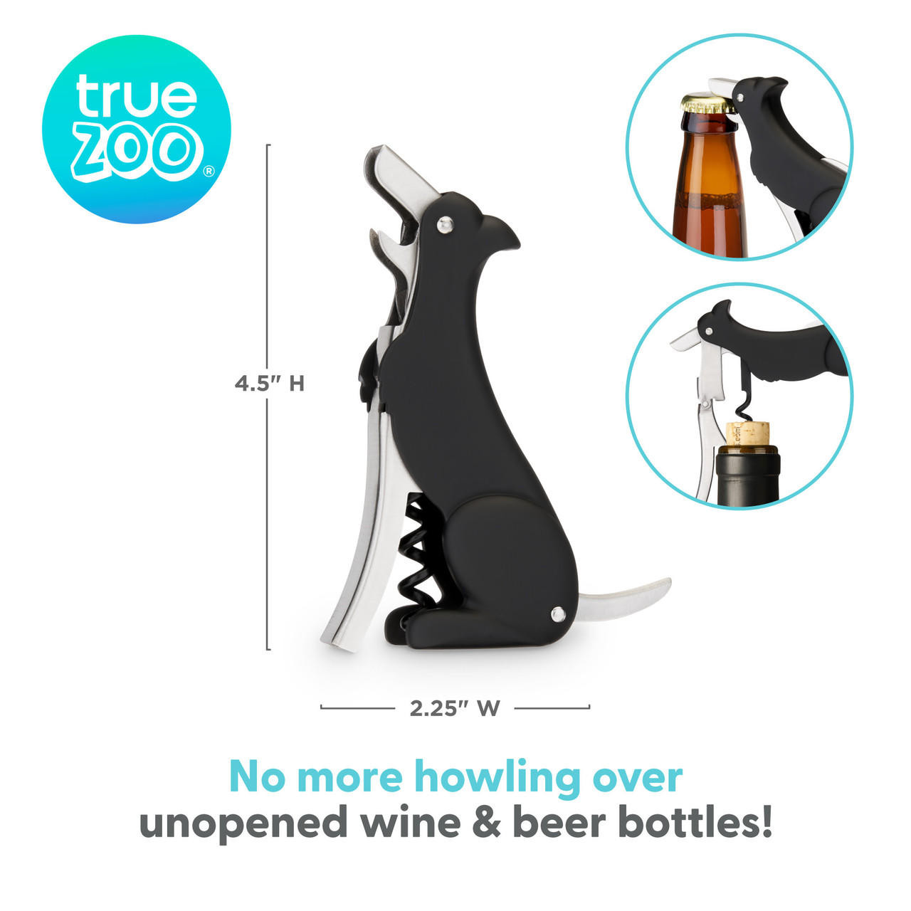 TrueZoo Buddy the Bordeaux Collie Black Dog Corkscrew by TrueZoo 