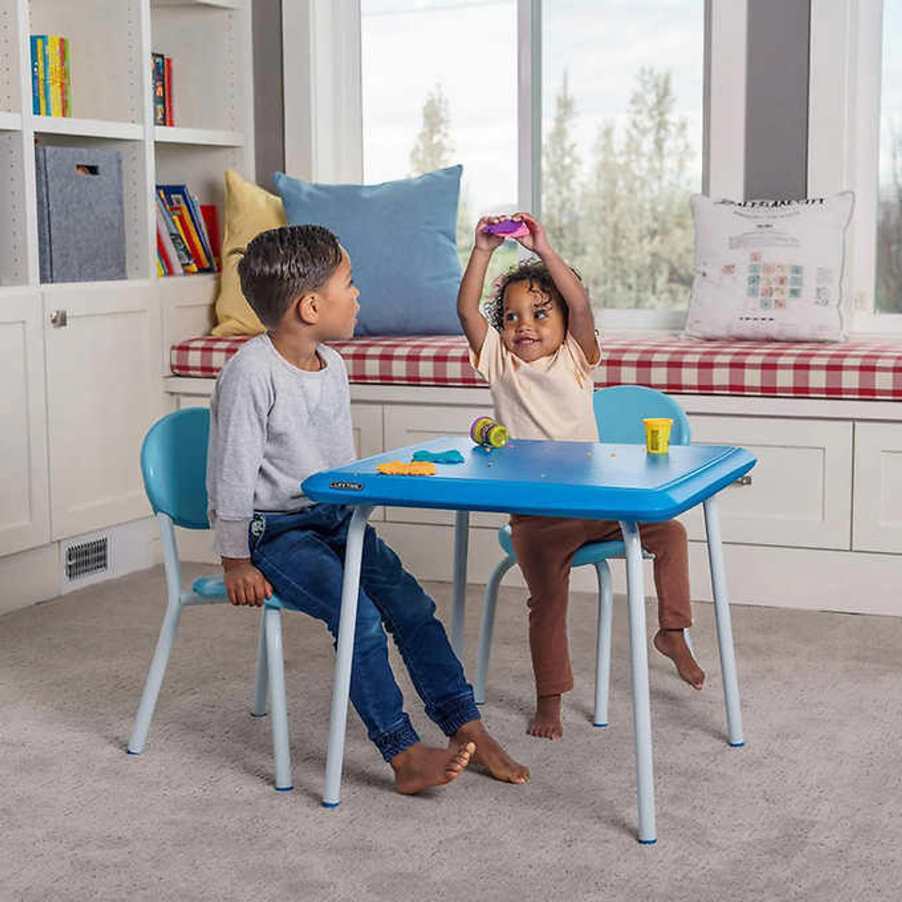 LIFETIME Lifetime Essential Children’s Square Table and 2 Chair Set - Stackable Chairs 