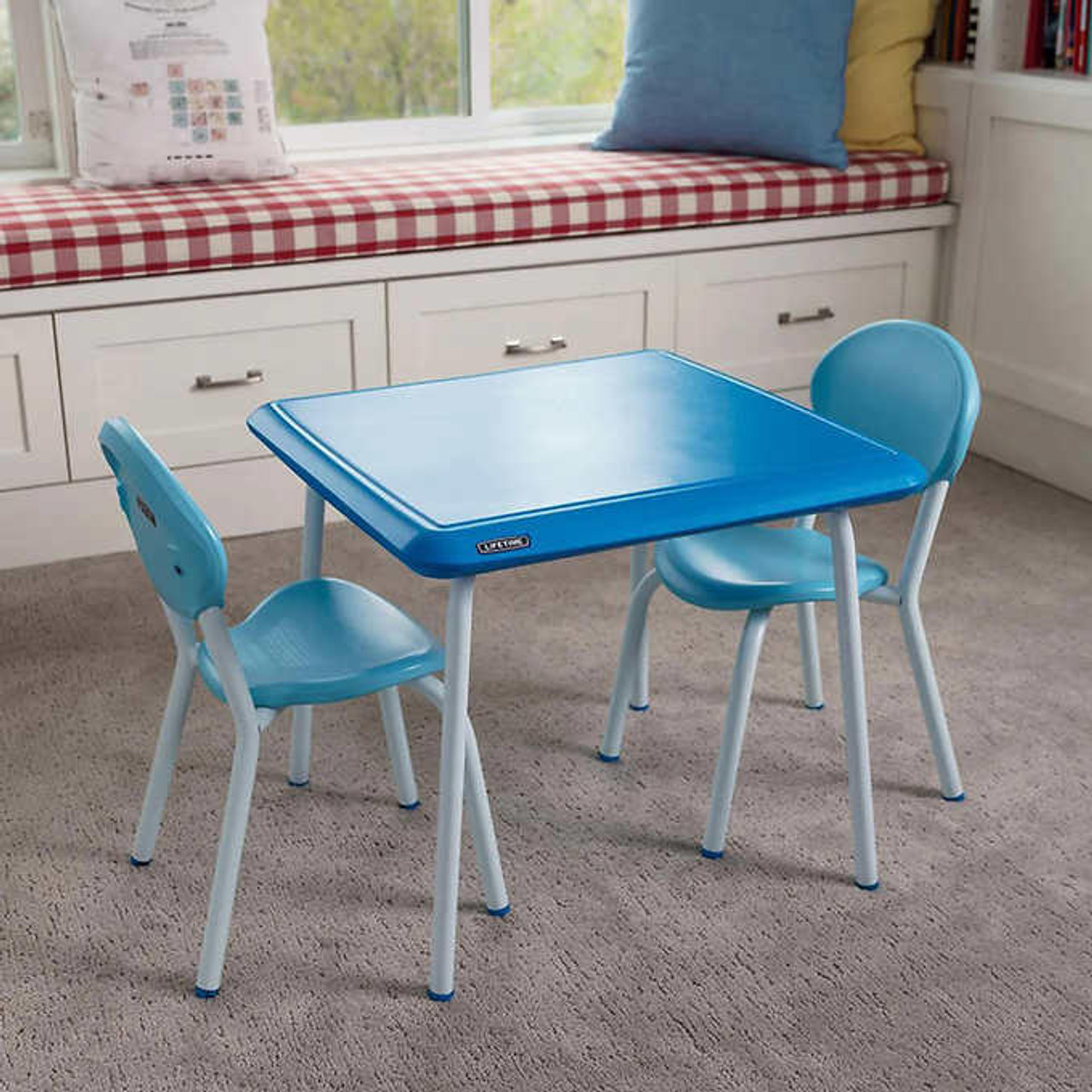 LIFETIME Lifetime Essential Children’s Square Table and 2 Chair Set - Stackable Chairs 