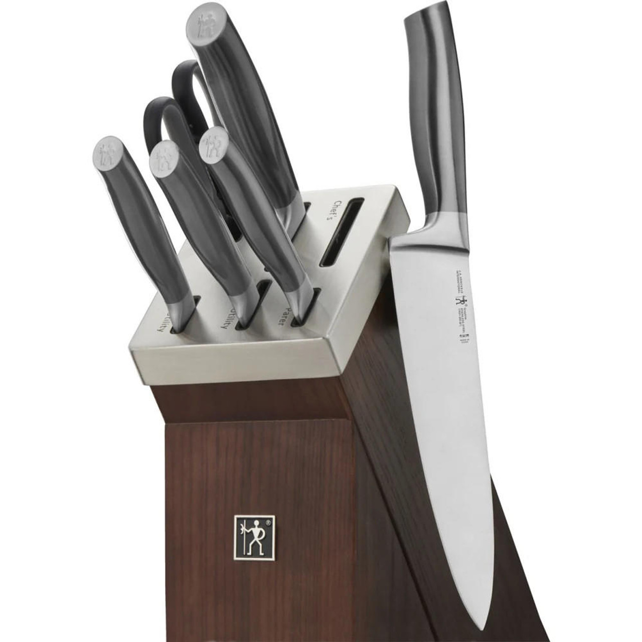  Henckels Satin Finish Graphite 7 Piece Knife Set with Self-Sharpening Wood Block 