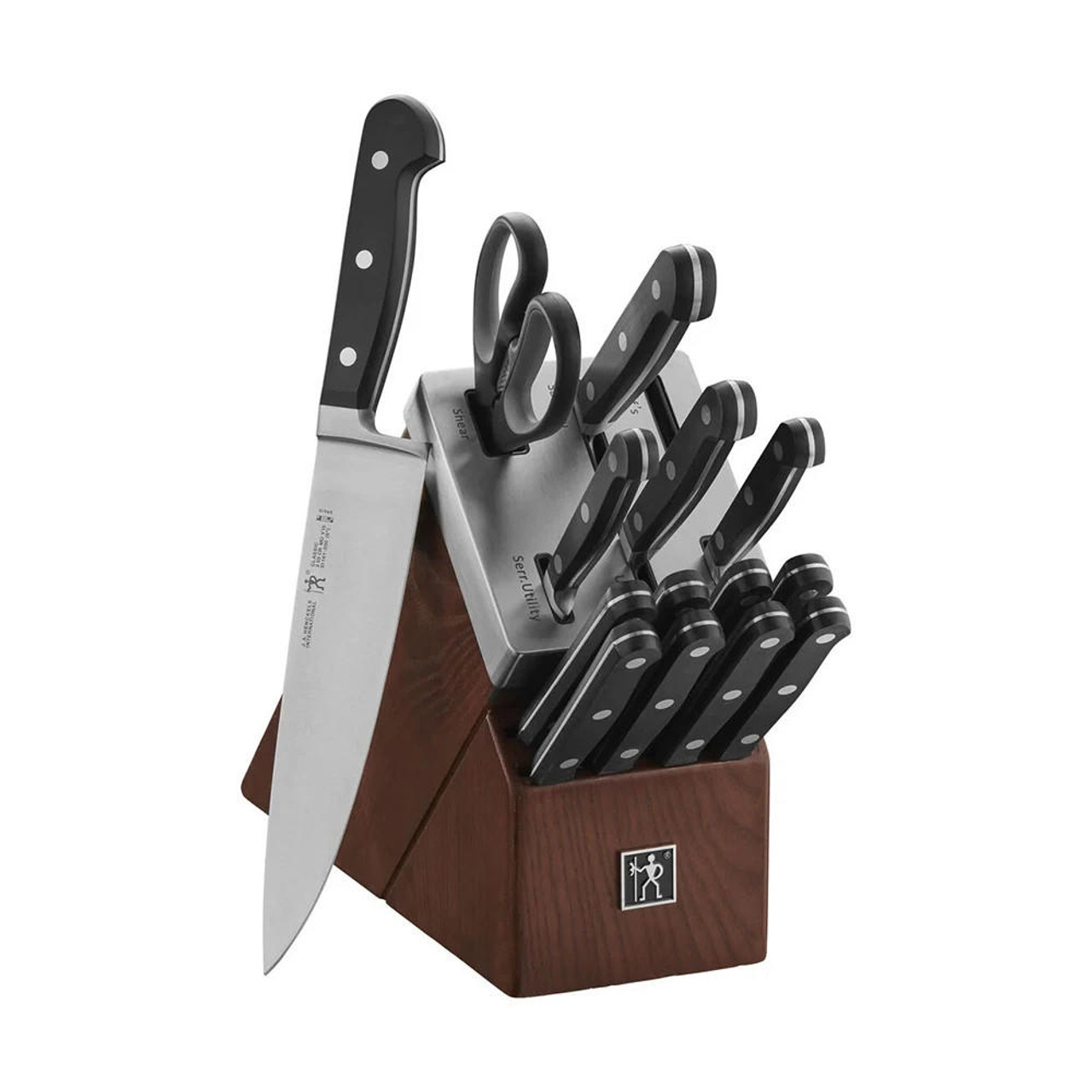  Henckels Convenient Classic 15 Piece Knife Set with Self-Sharpening Wood Block 