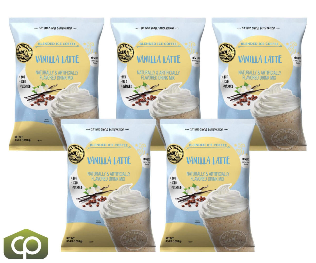  Big Train 3.5 lb. Versatile Vanilla Latte Blended Ice Coffee Mix  (5/Case) 