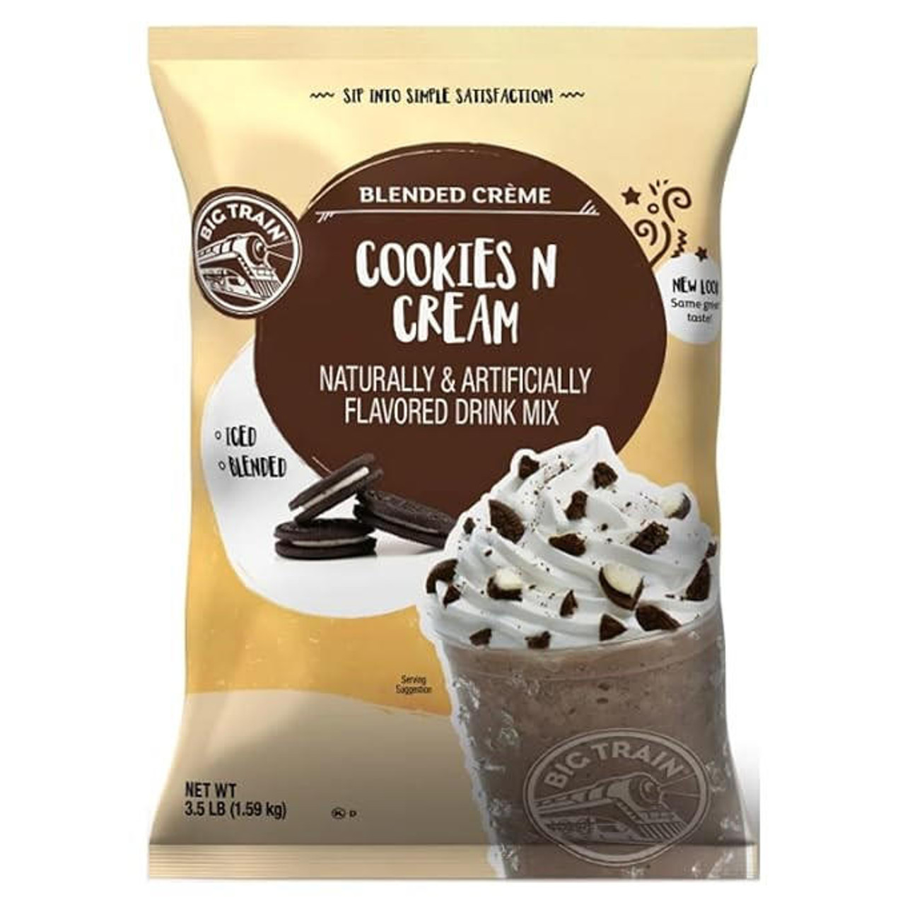  Big Train 3.5 lb. Cookies 'N Cream Blended Creme Frappe Mix -  (5/Case) 