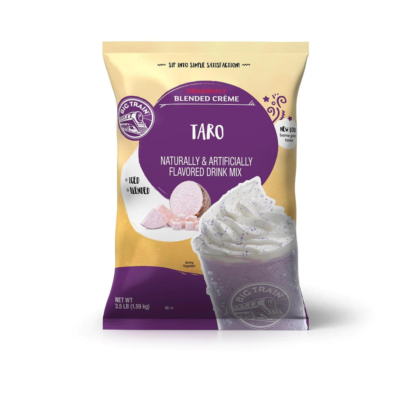  Big Train 3.5 lb. Dragonfly Taro Blended Creme Frappe Mix - Exotic (5/Case) 