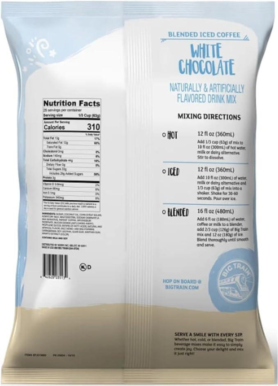  Big Train 3.5 lb. Versatile Specialty White Chocolate Blended Ice Coffee Mix (5/Case) 