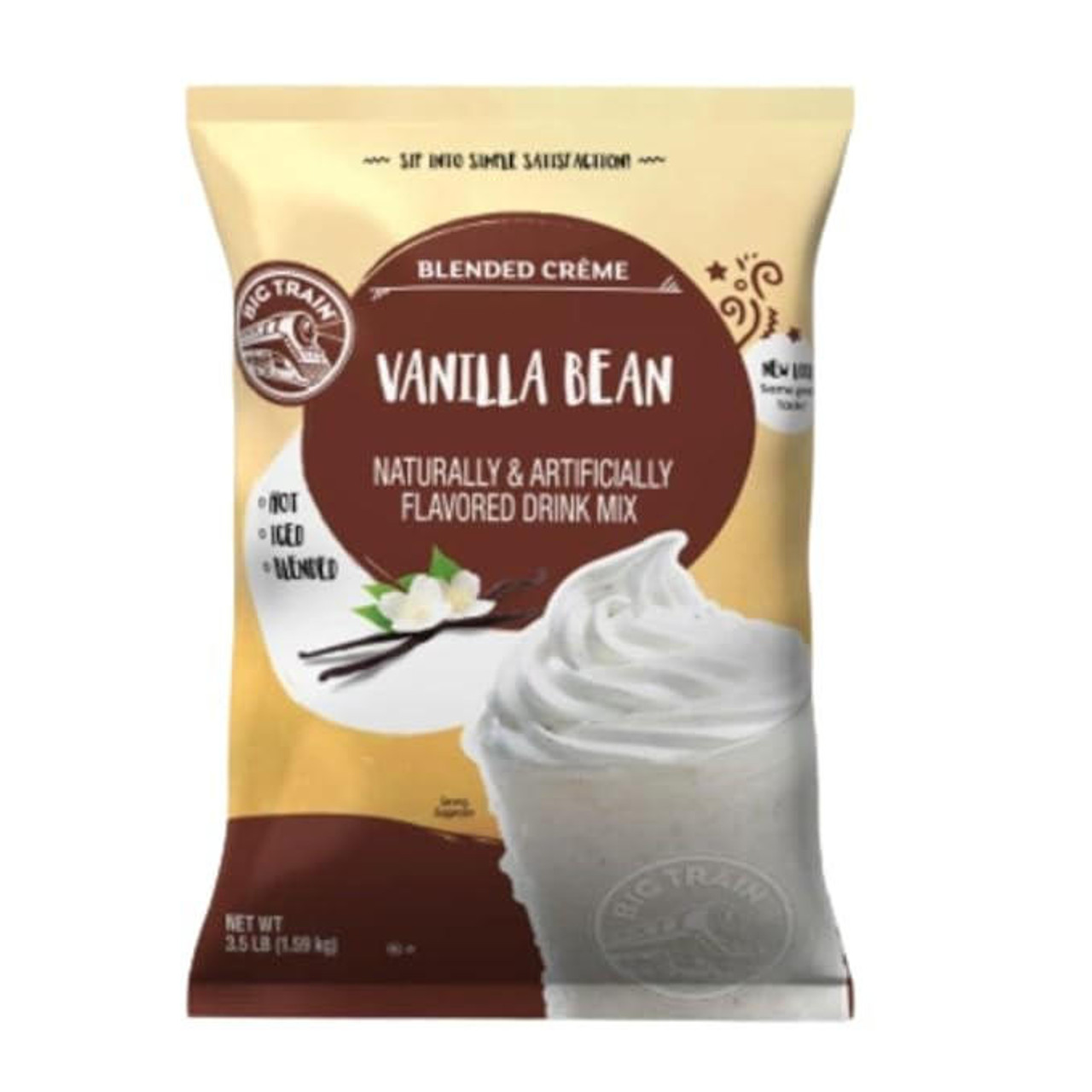  Big Train Rich Vanilla Bean Blended Creme Frappe Mix - 3.5 lbs. (5/Case) 