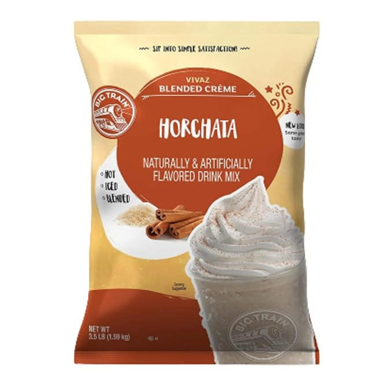  Big Train 3.5 lb. Vivaz Horchata Mexican Inspired Blended Creme Frappe Mix (5/Case) 