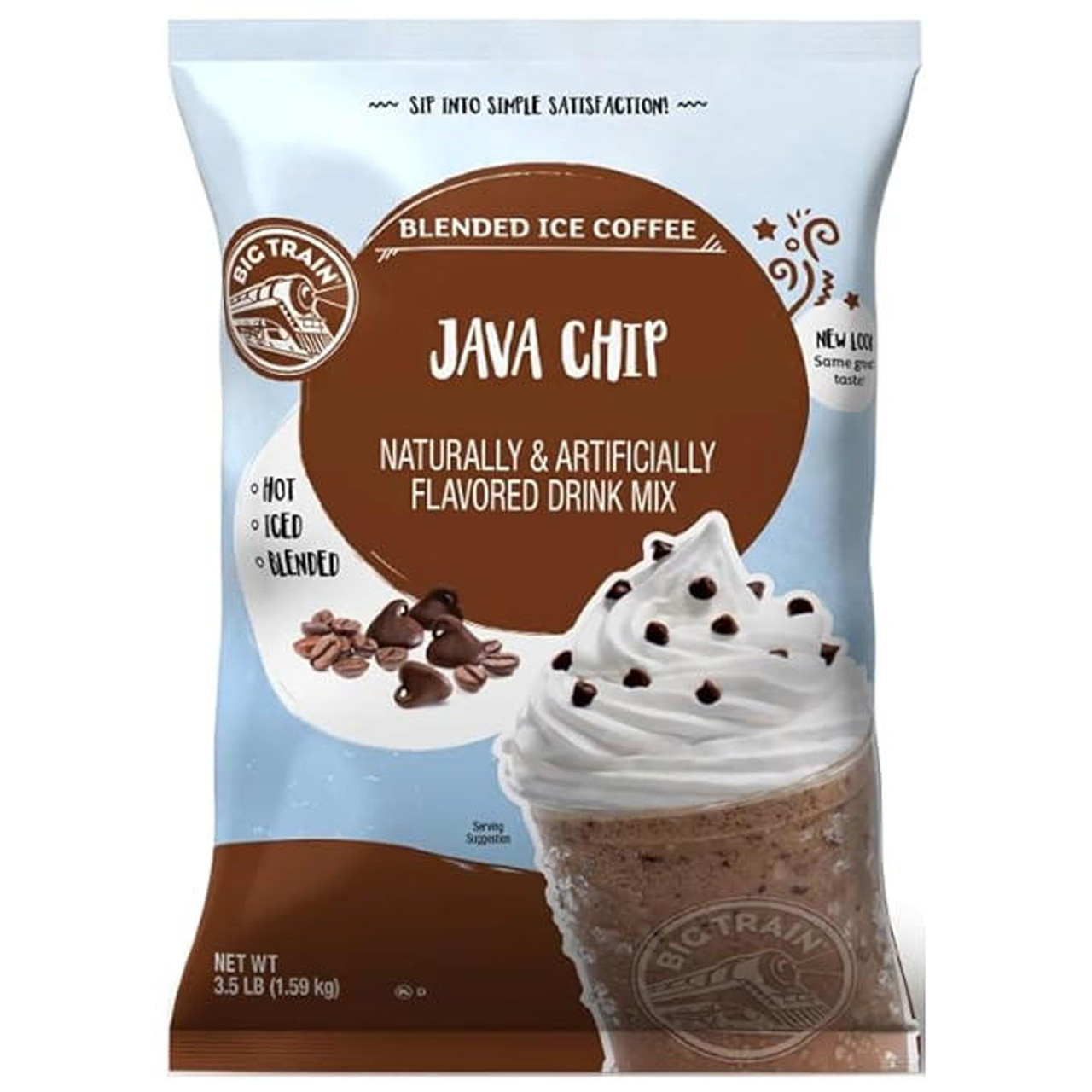  Big Train 3.5 lb. Irresistible Mocha Java Chip Blended Ice Coffee Mix (5/Case) 