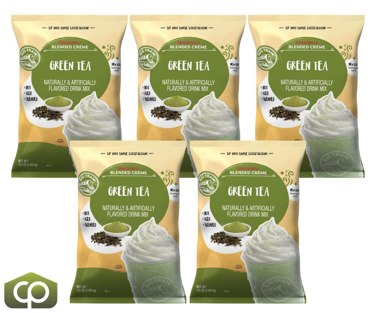  Big Train 3.5 lbs. Dragonfly Green Tea Blended Creme Frappe Mix (5/Case) 