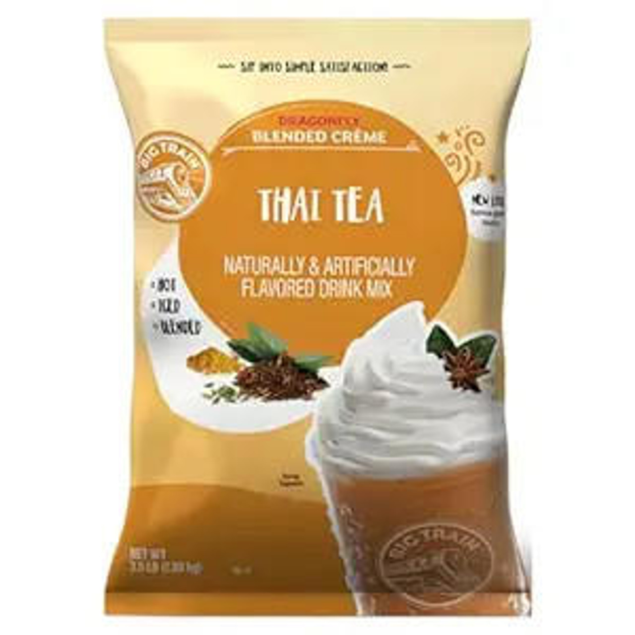  Big Train 3.5 lb. Dragonfly Thai Tea Blended Creme Frappe Mix (5/Case) 