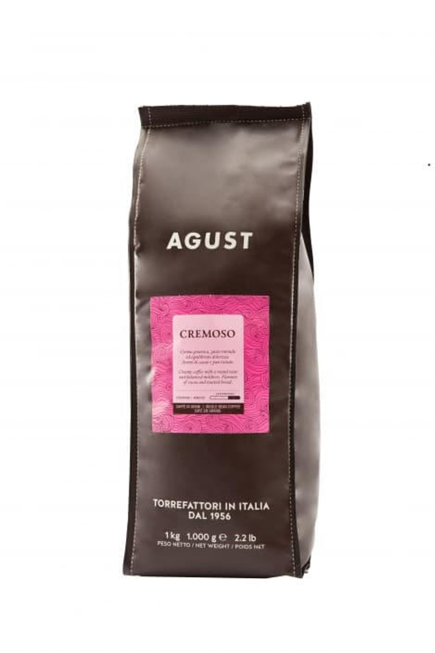  Agust Caffe CREMOSO Medium Blend Coffee Beans - 1 Kg (2.2 lbs) Bag (6/Case) 