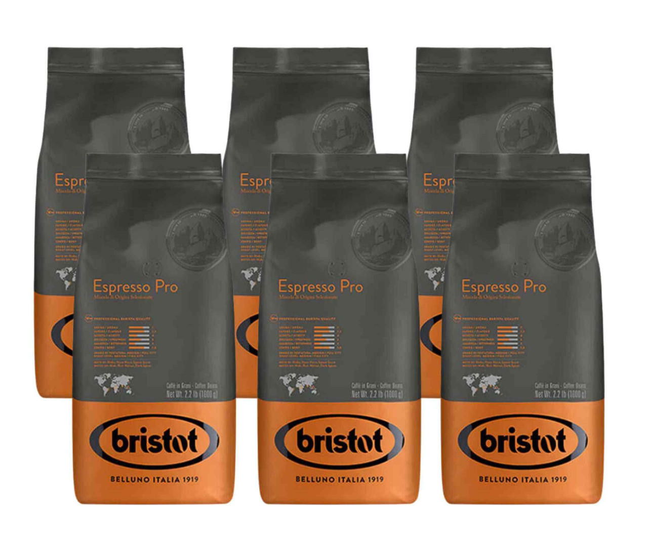  Bristot ESPRESSO PRO Medium Blend Coffee Beans - 1 Kg (2.2 lbs / 1000g) Bag (6/Case) 