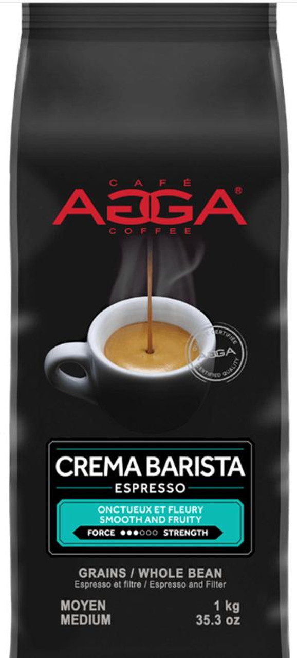  Cafe Agga CREMA BARISTA Espresso Medium Roast Coffee Beans (2.2 Lbs) Bag (6/Case) 