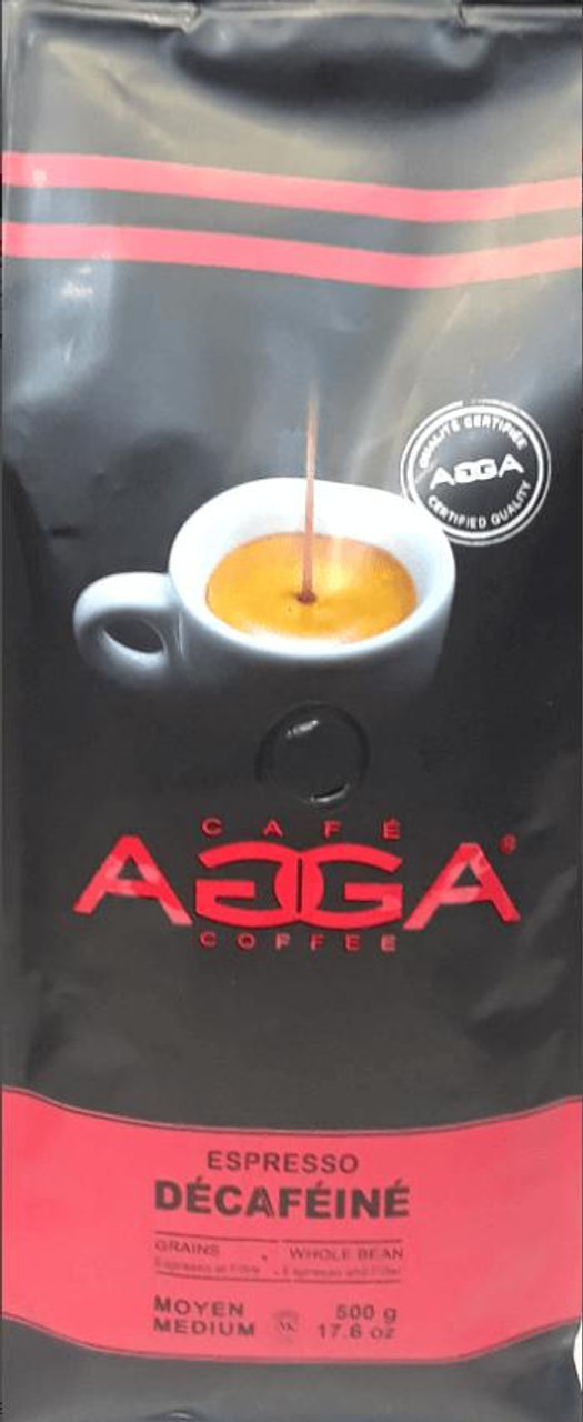 Sagaform Cafe Agga DECAFFEINATO Medium Roast Coffee Beans - 500g (1.1 lbs) Bag (6/Case) 