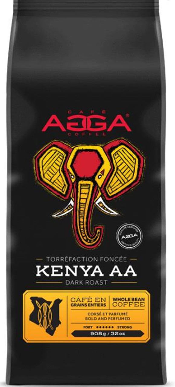 Cafe Agga Café Agga KENYA AA Espresso Dark Roast Coffee Beans - 0.9 Kg 2 Lbs Bag (6/Case) 