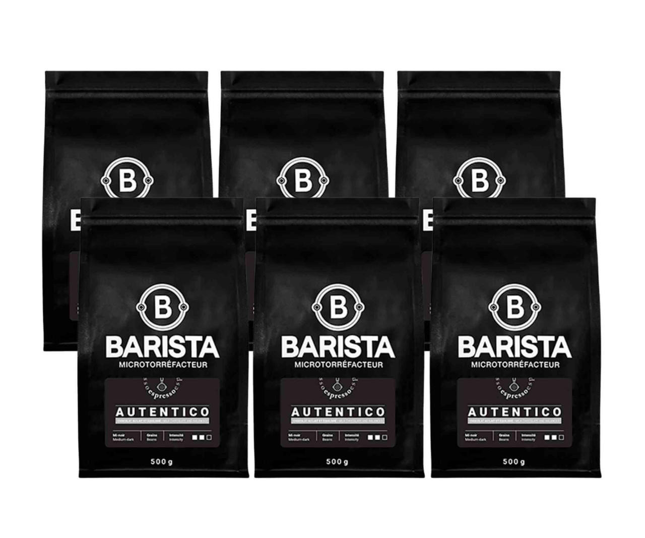  Café Barista AUTENTICO Medium Blend Coffee Beans - 1.1 lbs / 0.5 kg Bag (6/Case) 