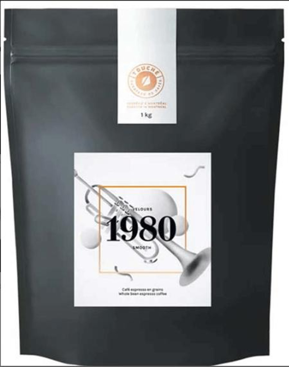  Café Touché 1980 Medium Blend Coffee Beans - 1 kg (2.2 lbs) Bag (6/Case) 