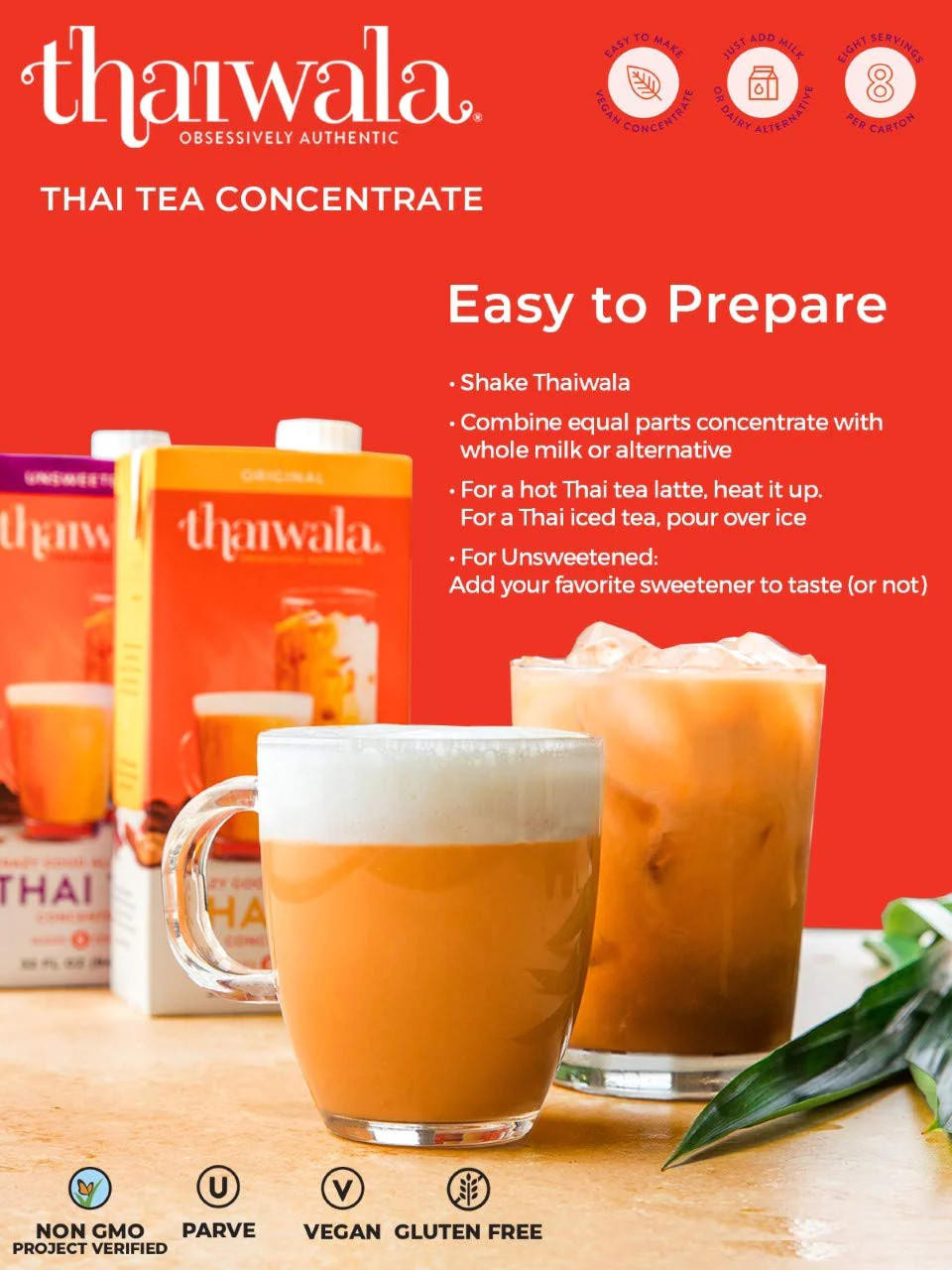 THAIWALA Thaiwala Original Thai Black Tea 1:1 Concentrate - 946ml (32 fl. oz) - Authentic Flavor (12/case) 