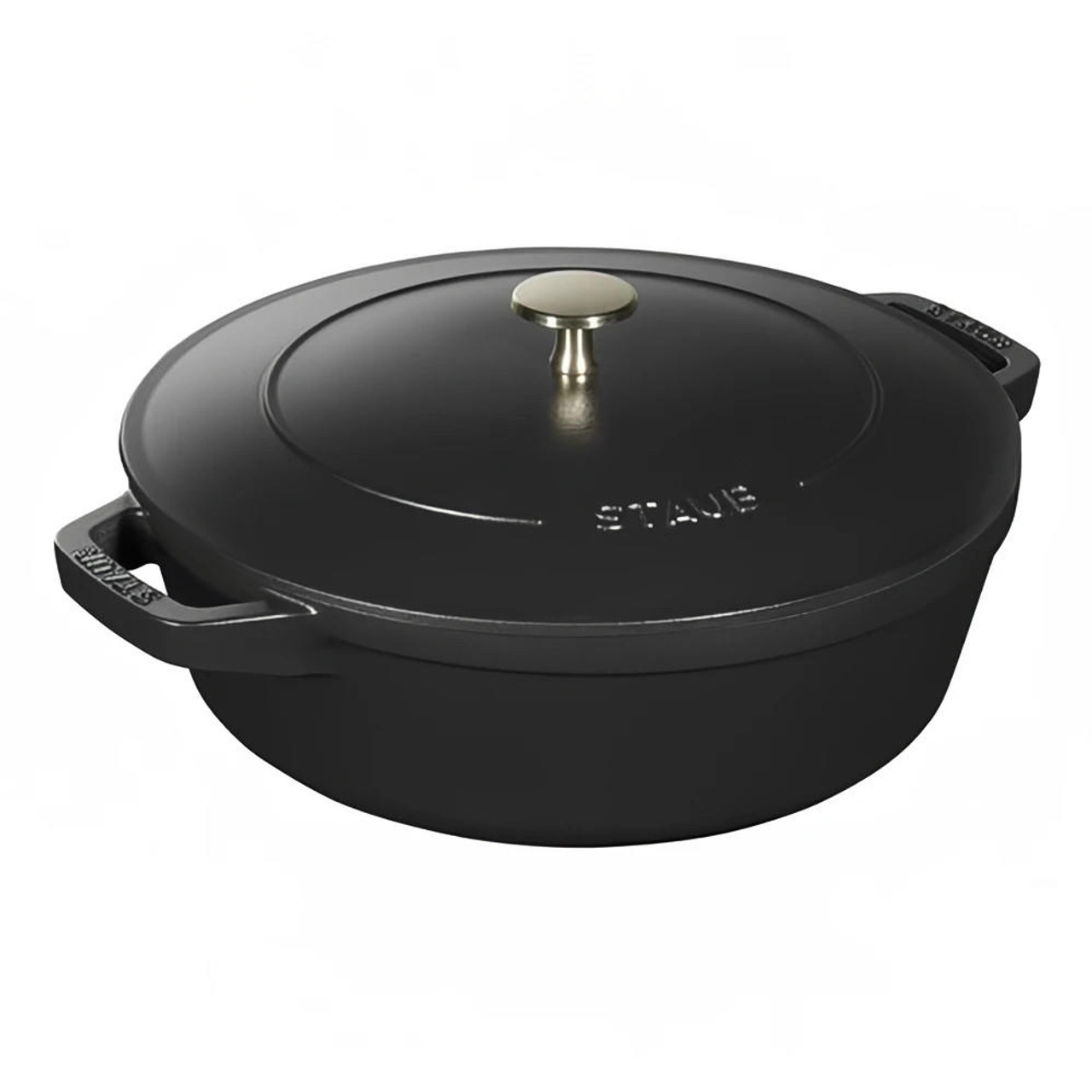  Staub 4-Piece Cast Iron Set w/ Universal Lid - Black Matte, Grill Pan 