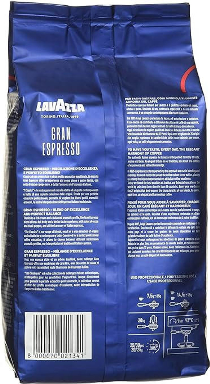 LAVAZZA Lavazza GRAN ESPRESSO Dark Blend Rich Coffee Beans 1 Kg / 2.2 Lbs (6/Case) 