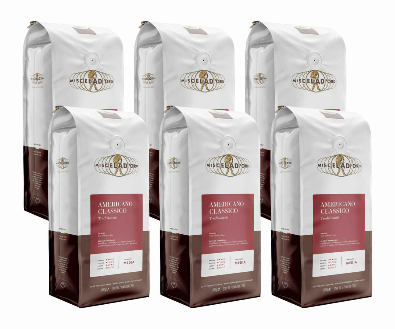  Miscela D'Oro AMERICANO CLASSICO Strong Coffee Beans 1 Kg / 2.2 lbs (6/Case) 