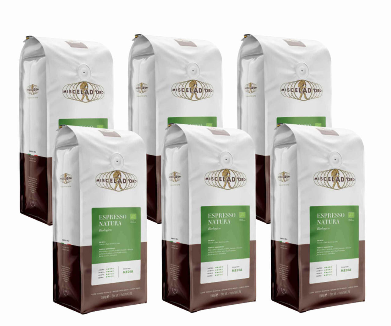  Miscela D'Oro Espresso NATURA BIO Coffee Beans 1 Kg / 2.2 lbs (6/Case) 