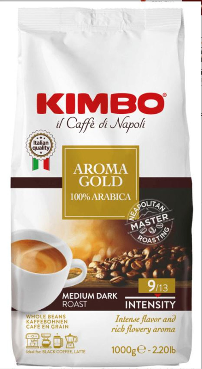  Kimbo AROMA GOLD Medium Roast Coffee Beans - 1 Kg / 2.2 lbs (6/Case) 