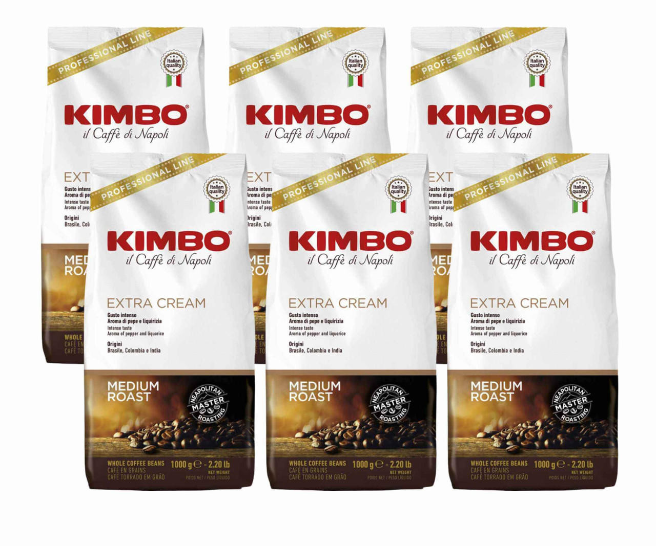  Kimbo EXTRA CREAM Medium Roast Coffee Beans - 1 Kg / 2.2 lbs (6/Case) 