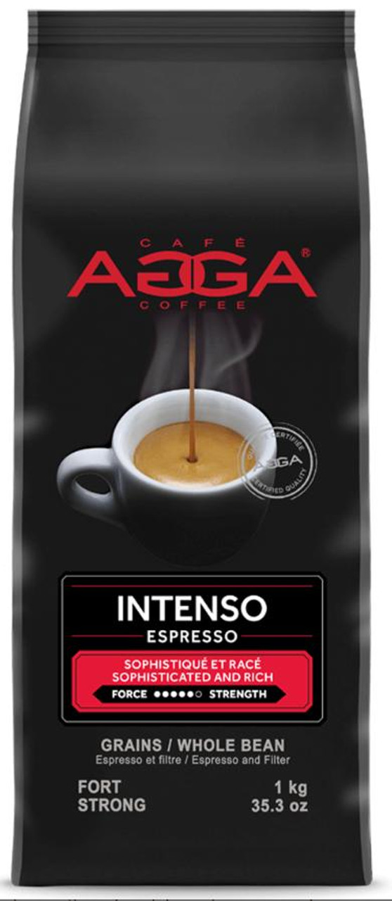  Cafe Agga INTENSO Espresso Dark Roast Coffee Beans 1 Kg - 2.2 Lbs (6/Case) 