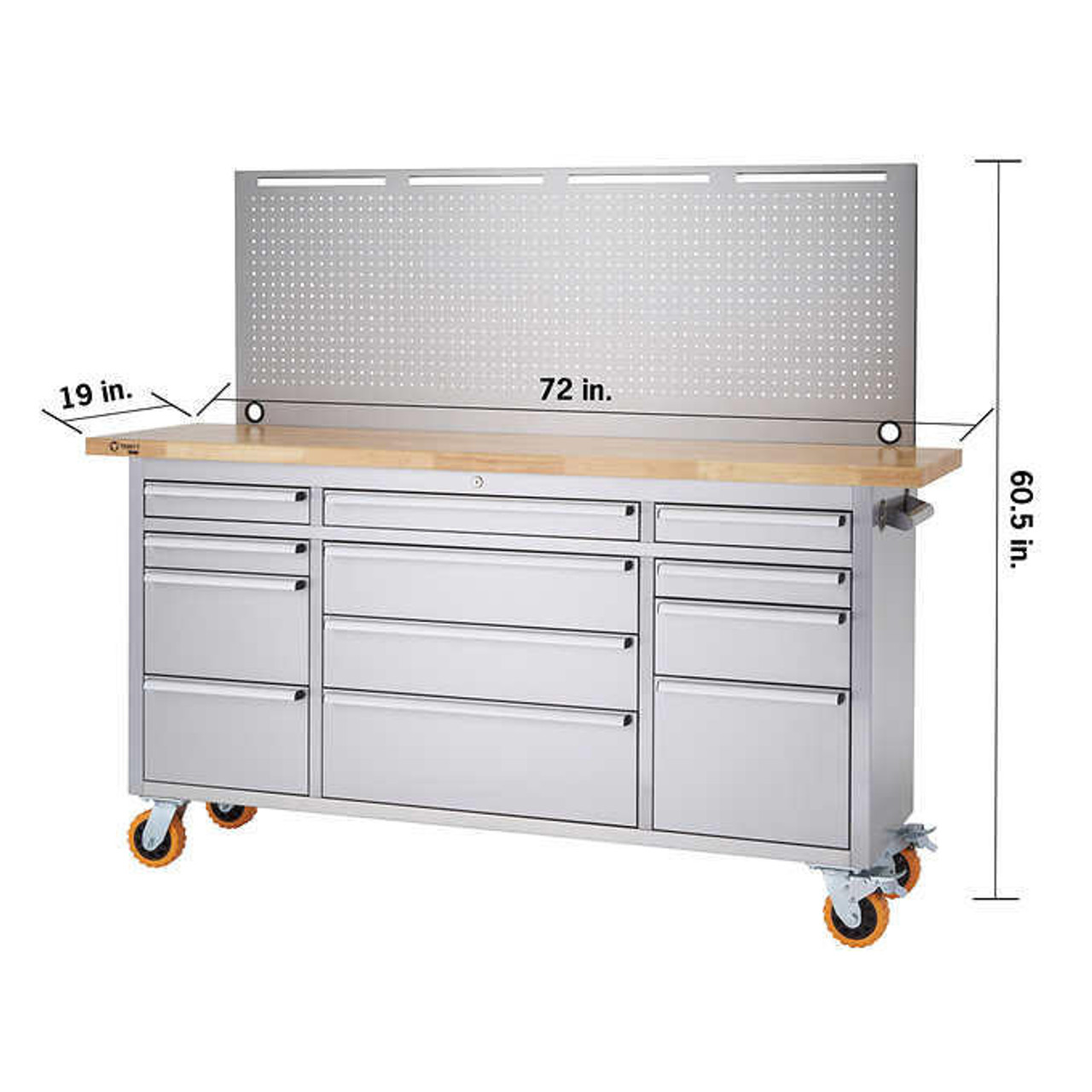 trinity Trinity 72 in. Stainless-Steel Rolling Workbench Heavy-Duty Garage Tool Storage 