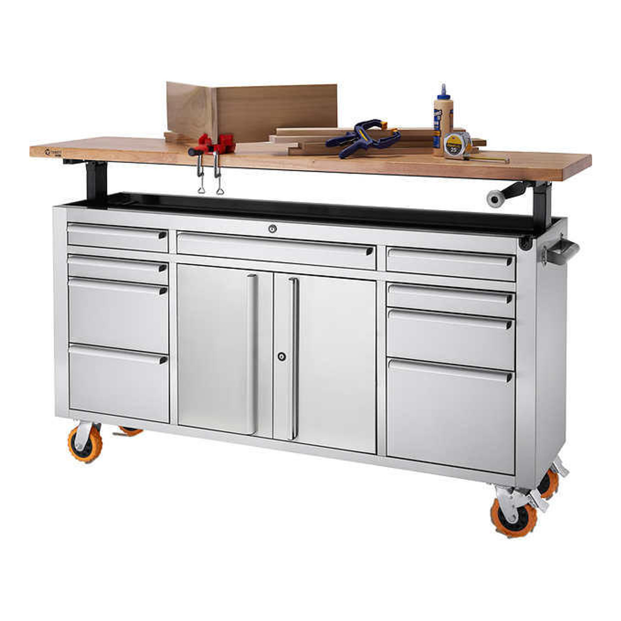 trinity Trinity PRO 72 in. Workbench with Adjustable-Height Top - Premium Stainless Steel 
