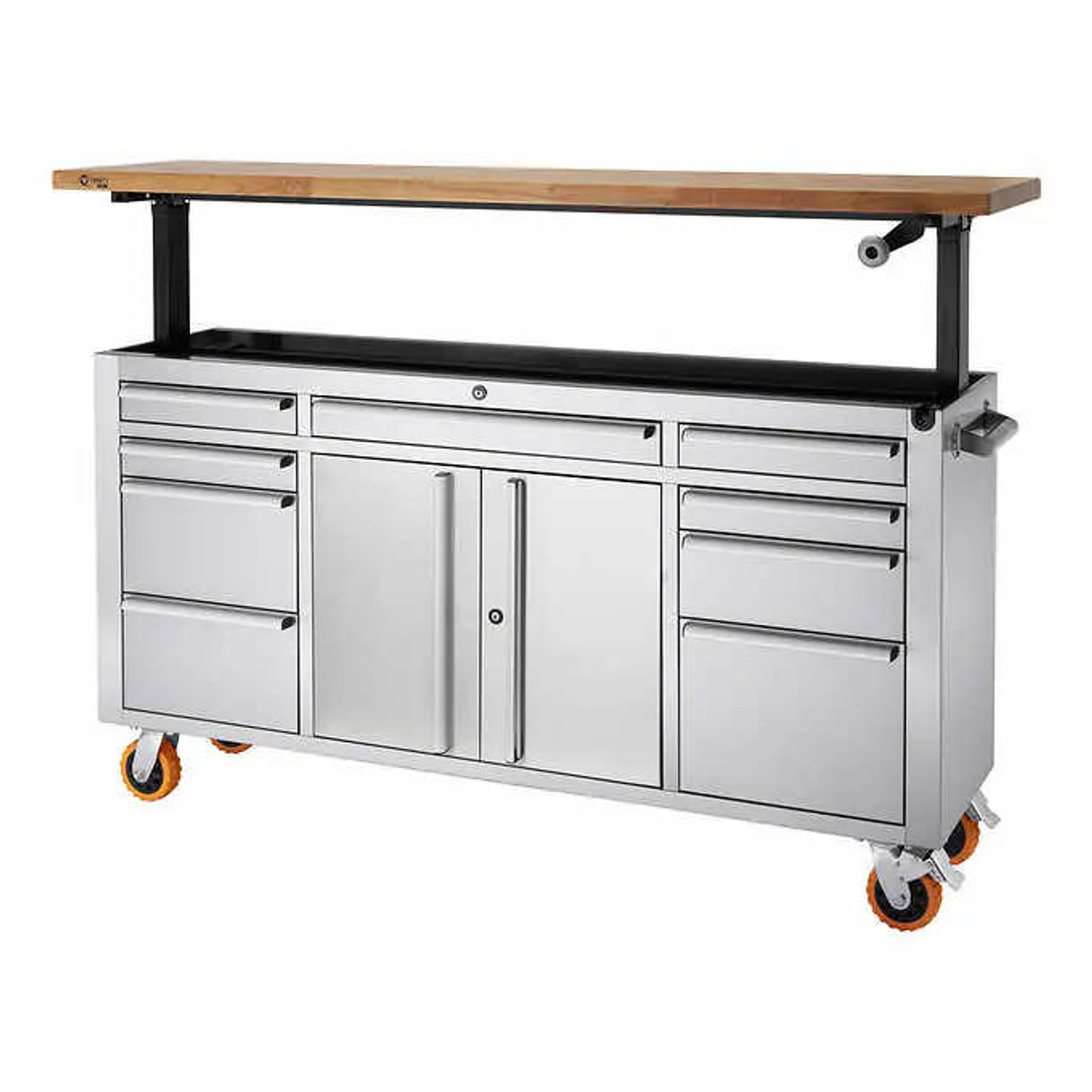trinity Trinity PRO 72 in. Workbench with Adjustable-Height Top - Premium Stainless Steel 