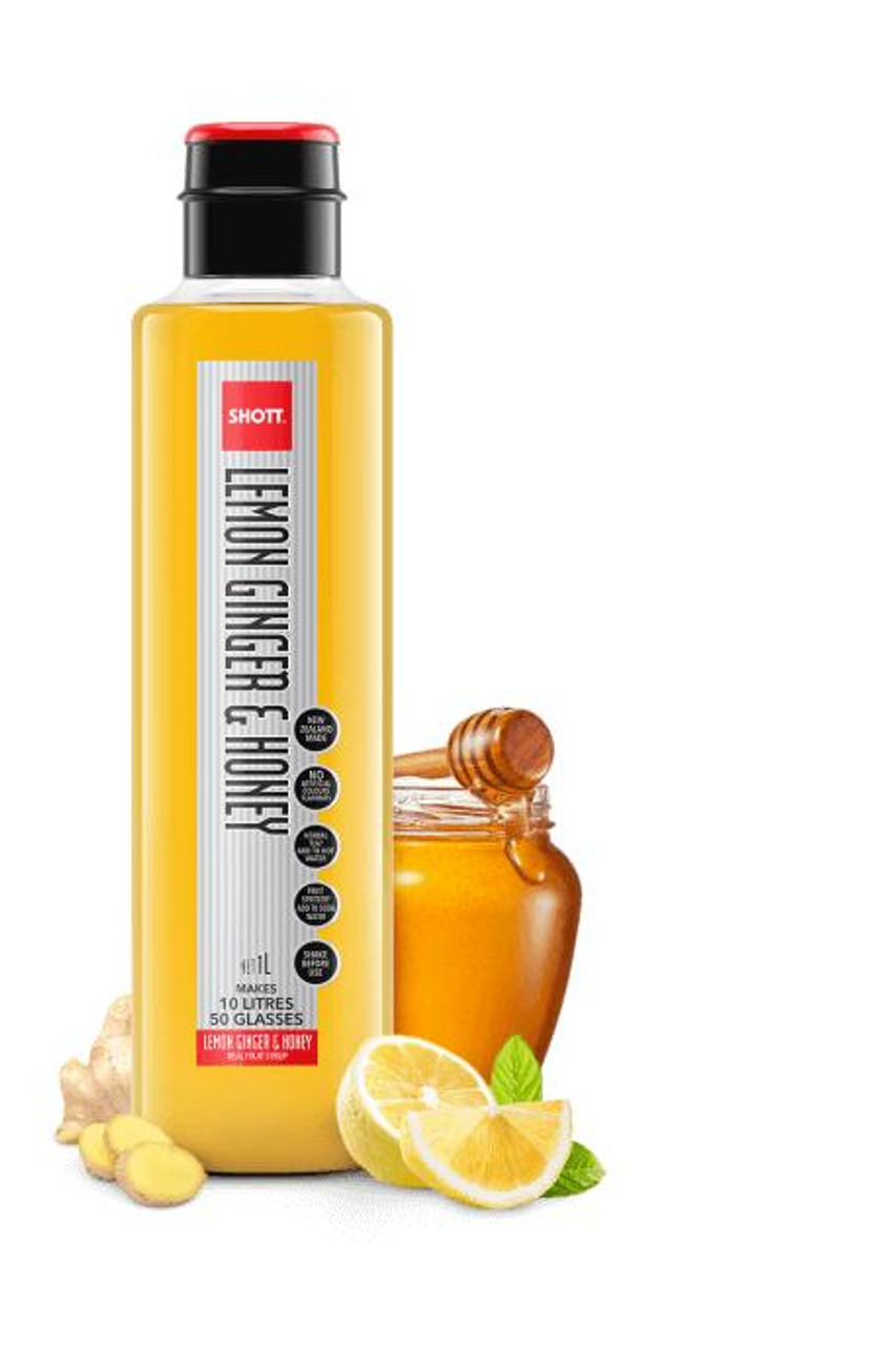  SHOTT Lemon, Ginger, and Honey Real Fruit Flavoring Syrup - 1 Liter Bottle 