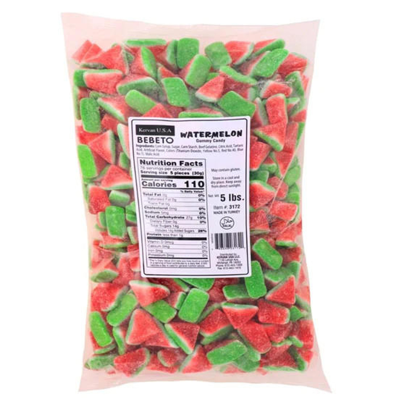  Kervan Gummy Watermelon Slices 5 lb. - 4/Case - Sweet Watermelon Flavor 