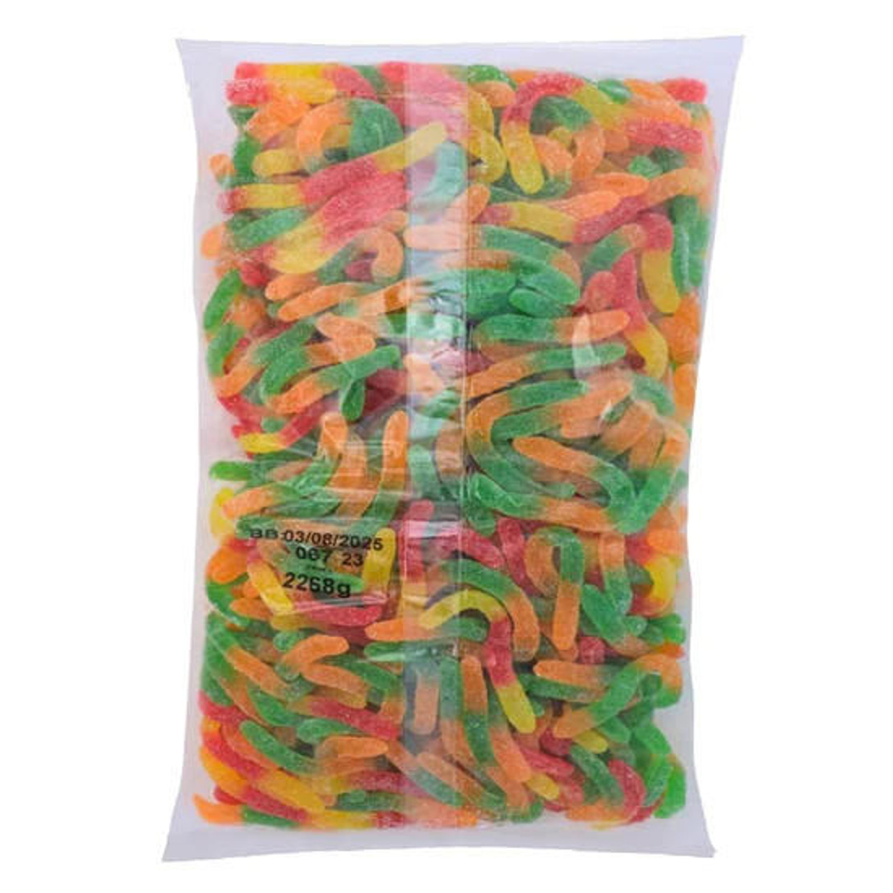  Kervan Sour Gummy Worms 5 lb. - 4/Case - Tangy Dessert Topping 