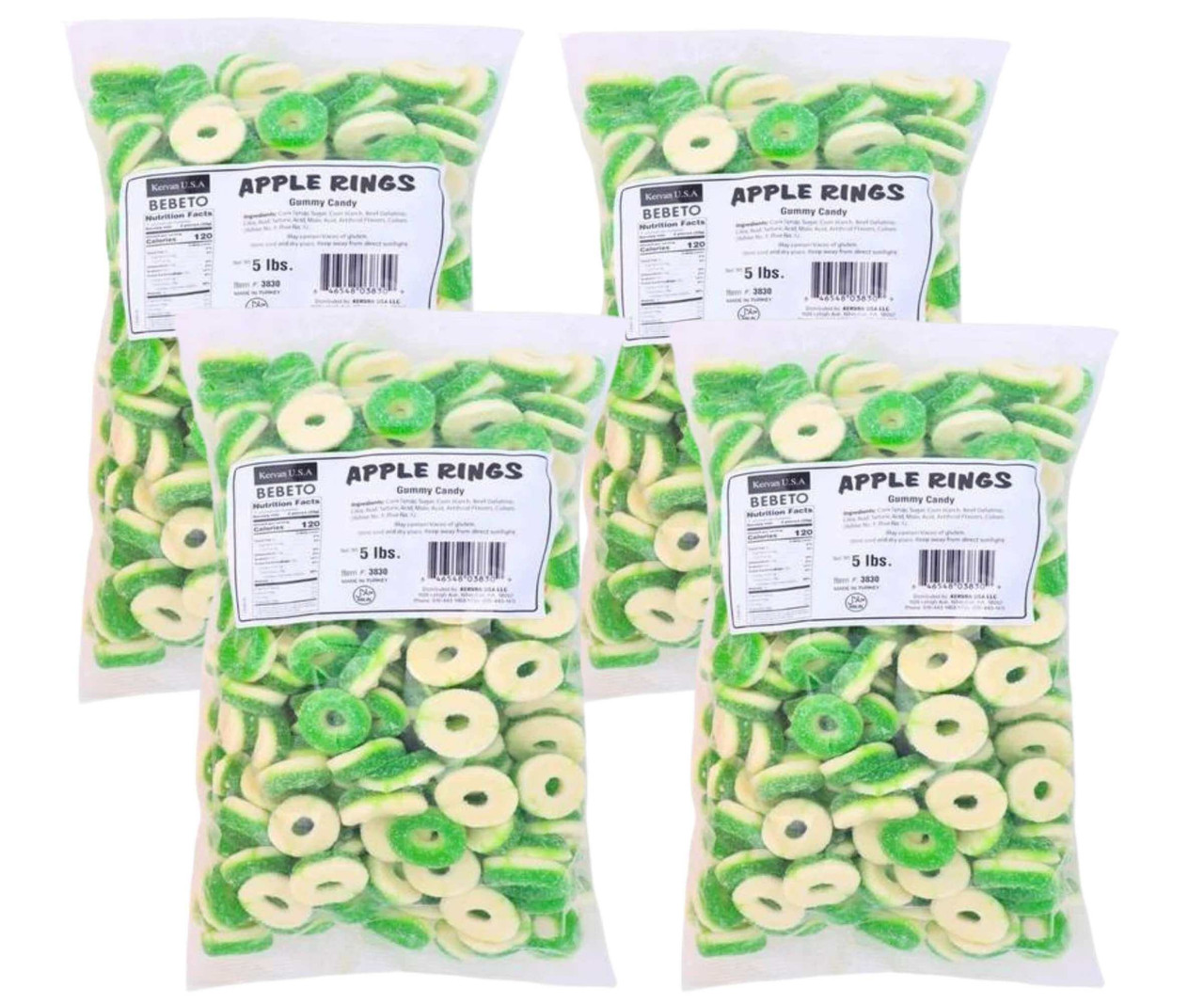 Kervan Gummy Apple Rings 5 lb. - 4/Case - Crisp and Fruity Dessert Topping - Chicken Pieces