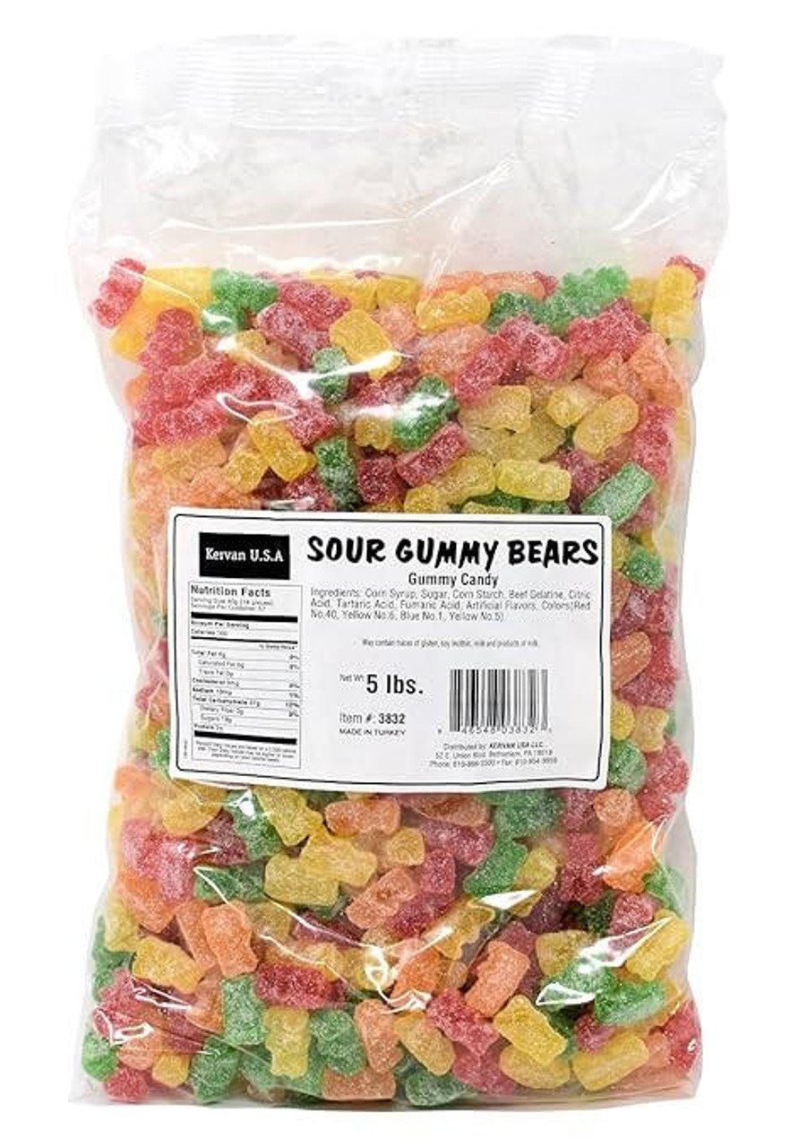  Kervan Sour Gummy Bears 5 lb. - 4/Case - Delight in Every Bite 