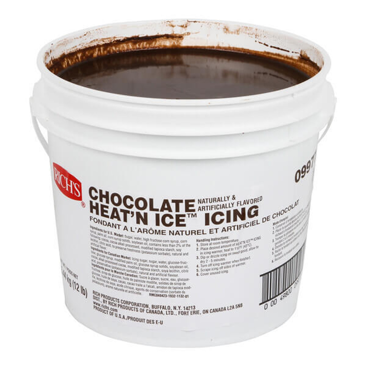  Rich's Chocolate Heat 'n Ice Donut & Roll Icing 12 lbs. Pail Rich Chocolate 