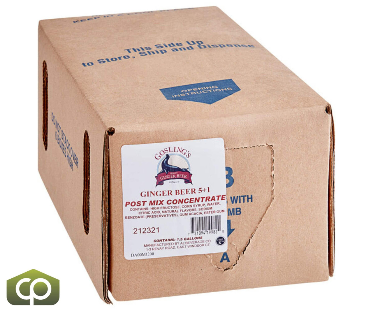 Goslings Ginger Beer Beverage Soda Syrup 1.5 Gallon Spice and Citrus Bag in Box - Chicken Pieces