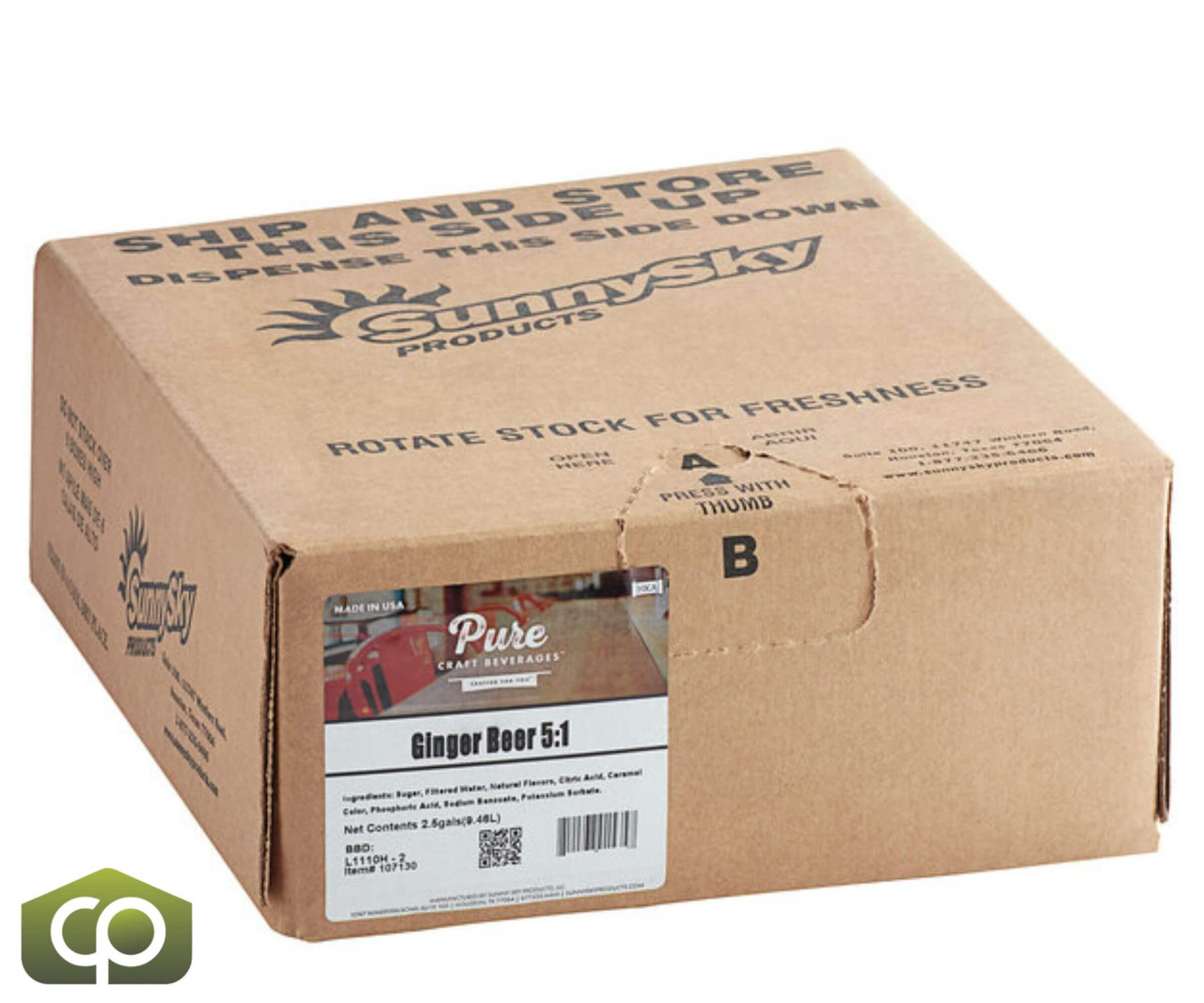 Pure Craft Beverages Refreshing Ginger Beer Syrup 2.5 Gallon Bag in Box - Chicken Pieces