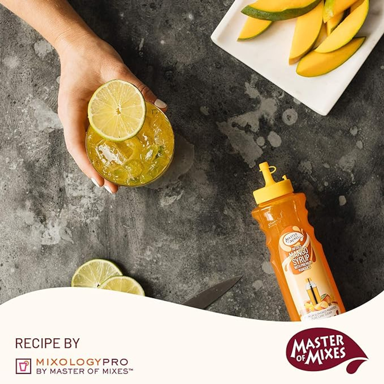 Master of Mixes 375 mL Mango Syrup - Rich Tropical Flavor (12/Case) - Chicken Pieces