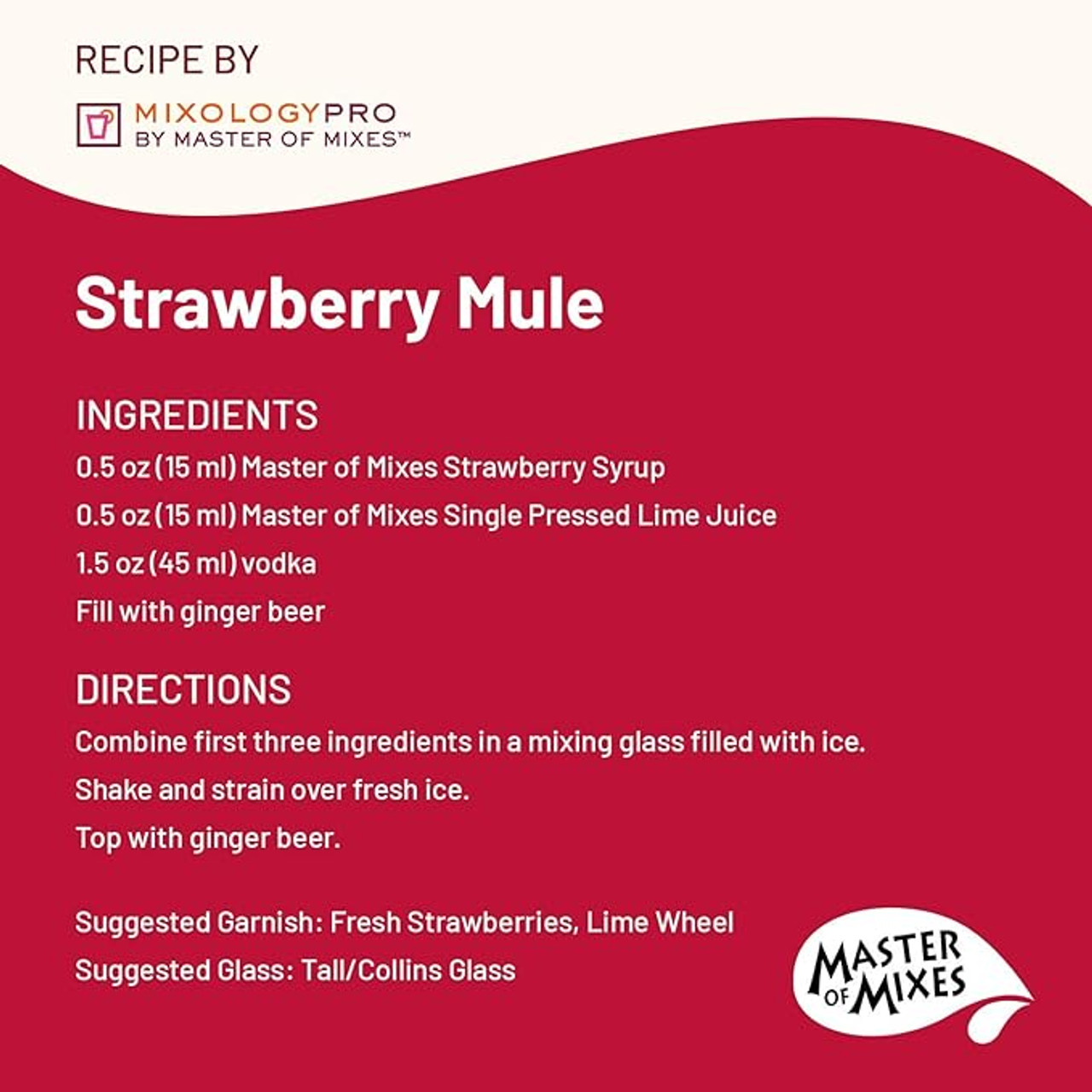 Master of Mixes 375 mL Strawberry Syrup - Rich Juicy Flavor (12/Case) - Chicken Pieces