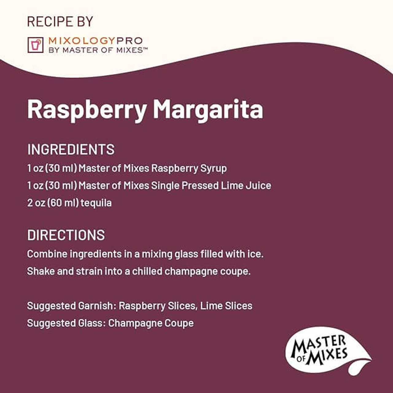 Master of Mixes 375 mL Raspberry Syrup - Rich Juicy Flavor (12/Case) - Chicken Pieces